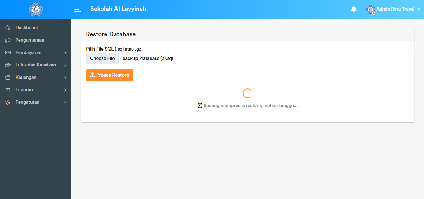 Proses Restore Database